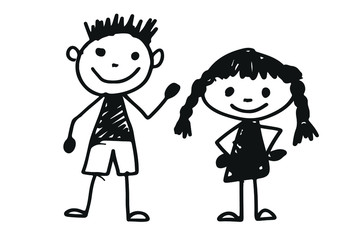 hand draw kid icon 