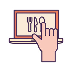 laptop and cutlery line and fill style icon vector design