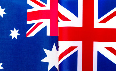 Fototapeta na wymiar fragments of the national flags of Australia and great Britain close up