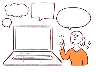 女性 パソコン ふきだし