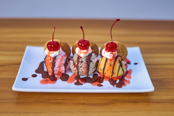 ice cream with cherry