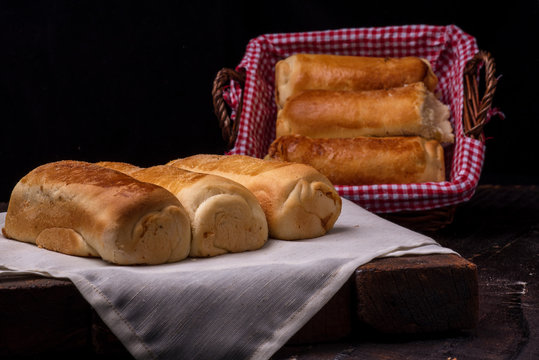 Super Soft and Chewy Hoagie Bread Rolls. Brioche - Brazilian Snack with cheese and ham
