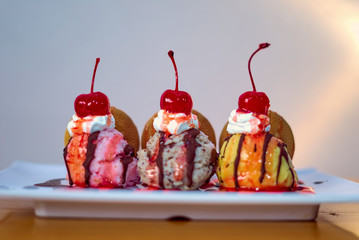ice cream with cherries