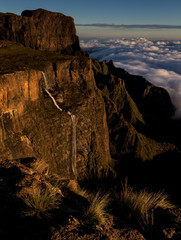Tugela falls, Drakensburg, second highest waterfall in the world, taken from the top of the amphitheater