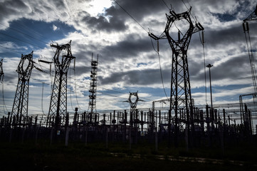 High voltage power transformer substation
