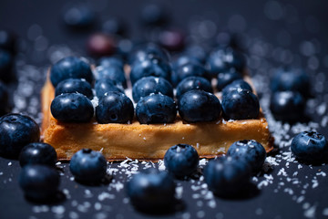 Fresh homemade waffles with blueberries