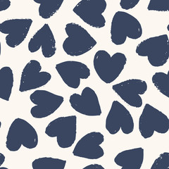 Seamless pattern with blue hearts on beige background. Vector design for textile, backgrounds, clothes, wrapping paper, web sites and wallpaper. Fashion illustration seamless pattern.