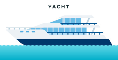 Motor yacht, fast ship for transporting people vector icon flat isolated.