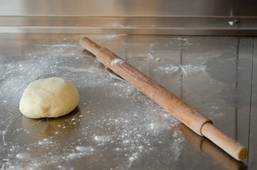 rolling pin and flour