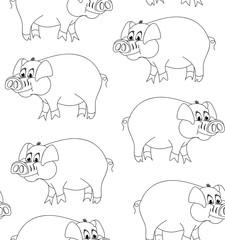 Vector seamless pattern with cute funny pigs. You can use any color of background