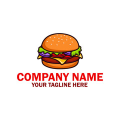 Burger Logo Illustration, Fast Food Logo Vector Illustration - Vector
