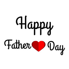 Father's day greeting card. Vector banner with red paper heart. Symbol of love and calligraphy text on gray background. .
