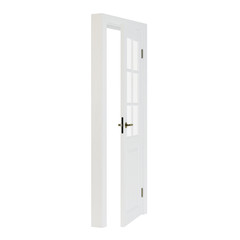 Naklejka premium Wooden door isolated on white background. 3D rendering.