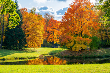 Catherine park in autumn, Tsarskoe Selo (Pushkin), St. Petersburg, Russia