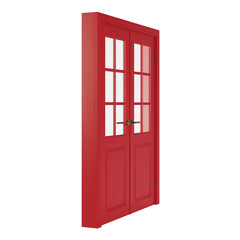 Wooden door isolated on white background. 3D rendering.