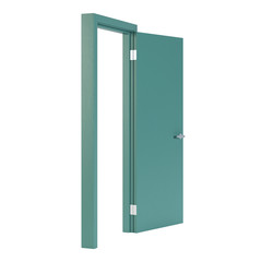 Wooden door isolated on white background. 3D rendering.