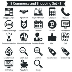 E Commerce and shopping Icon set 3 - Black series