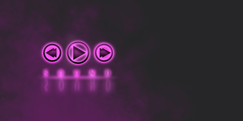 Music play button, play icon, pause on violet background