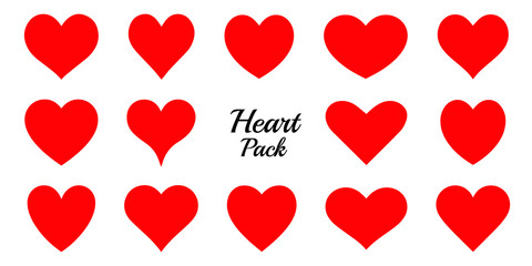 Heart Pack of 14 Illustration Vector Design Heart Symbol different shaped heart Red Can be used for Banner Poster Wallpaper Background Texture Design Etc 