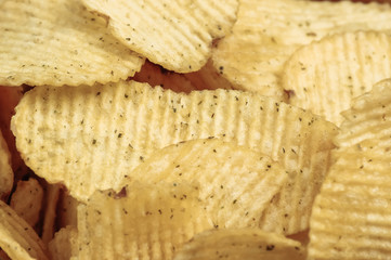 Ribbed Potato Chips Close Up