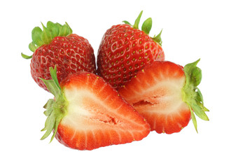 fresh strawberries isolated on white background