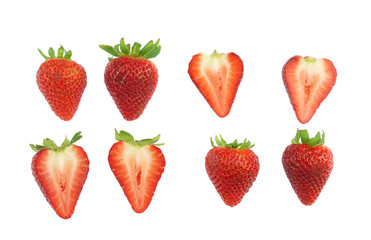 fresh strawberries isolated on white background