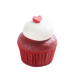 Red Velvet Cupcake on white background.