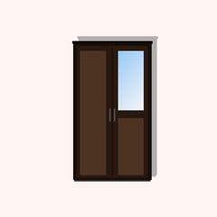 Illustration of a closed wardrobe in brown