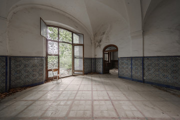 interior of an old abandoned building
