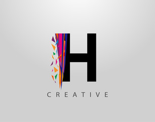 Obraz premium Creative Letter H Logo. Mosaic Abstract H letter design, made of various Strips shapes in color.