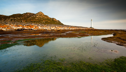 Landscape image with slankop lighthouse near Kommetjie, Cape Town, South Africa