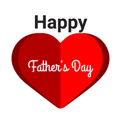 Father's day greeting card. Vector banner with red paper heart. Symbol of love and calligraphy text on gray background.