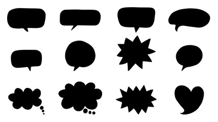 Hand-drawn speech bubbles set collection Vector.