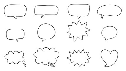 Hand-drawn speech bubbles set collection Vector.