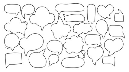 Hand-drawn speech bubbles set collection Vector.