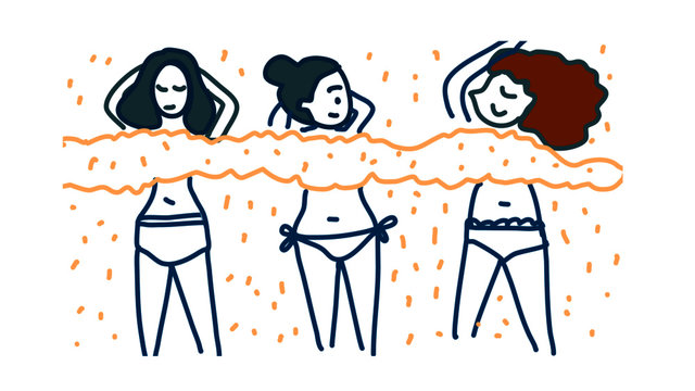 cute 3 topless girls on the beach vector