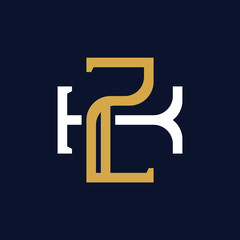 Initial Letter ZK KZ Monogram Logo Design