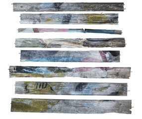 Collection Planche de bois grunge détourées sur fond blanc