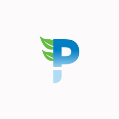 logo leaf with letter p vector design	