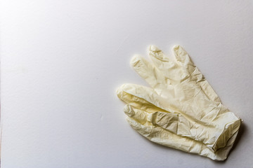 Pair of white latex medical gloves on white background - Image
