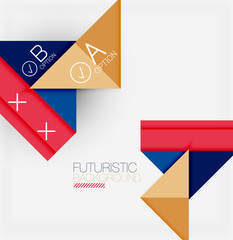 Abstract background, geometric business multicolored paper infographic - triangle frames for text, icons or graphics on light background with copyspace. Vector Illustration For Wallpaper, Banner