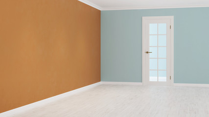 Empty room with door. 3D rendering.