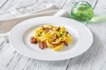 Pappardelle pasta with pancetta