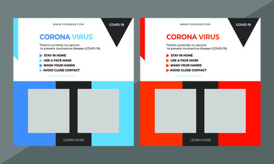 corona virus social media web banner template