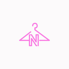 logo letter n with icon hanger vector design	