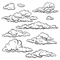 Vector set of sketch clouds