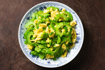 Scrambled eggs with bitter gourd,Chinese Food 