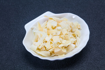 Coconut dry chips in the bowl