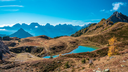 The Bordaglia lake in a colorful autumn day