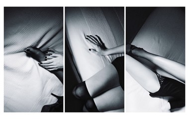 Collage Of Seductive Woman On Bed